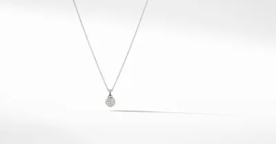 Petite Solari Pendant Necklace in 18K White Gold with Pavé Diamonds