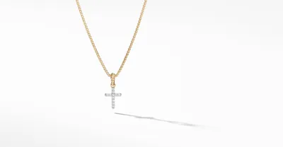 Cable Collectibles® Cross Amulet in 18K Yellow Gold with Pavé Diamonds