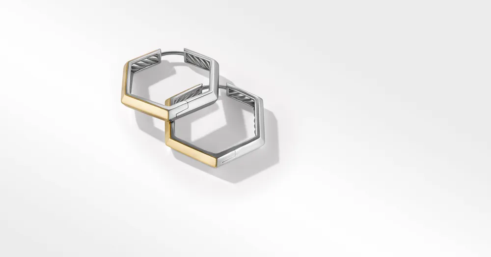 Carlyle Hoop Earrings in Sterling Silver with 18K Yellow Gold