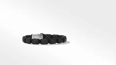 Sculpted Cable Woven Tile Bracelet Black Titanium with Sterling Silver