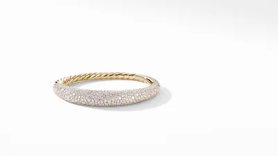 Pure Form® Smooth Bracelet 18K Yellow Gold with Full Pavé Diamonds