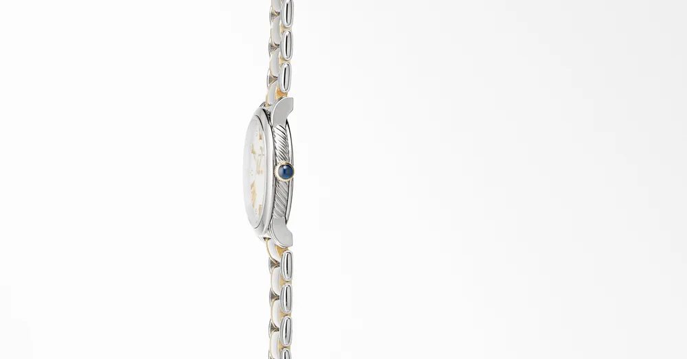 Classic Quartz Watch in Sterling Silver with 18K Yellow Gold and Diamonds