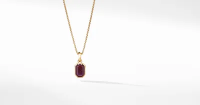 Emerald Cut Amulet in 18K Yellow Gold with Indian Ruby