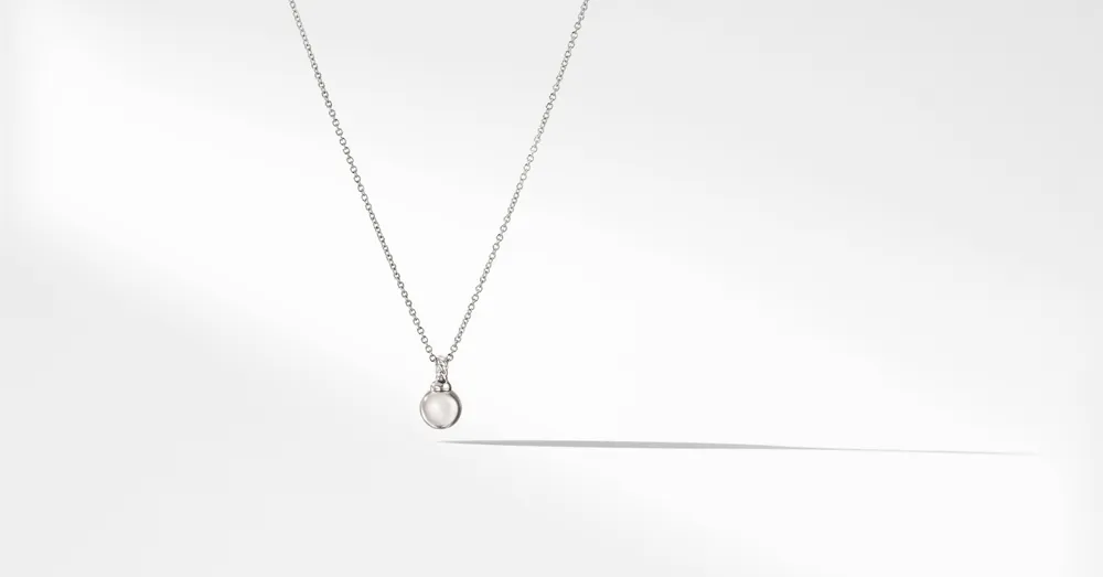 Petite Solari Pendant Necklace in 18K White Gold with Pavé Diamonds