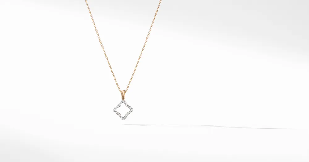 Cable Collectibles® Quatrefoil Necklace 18K Yellow Gold with Pavé Diamonds