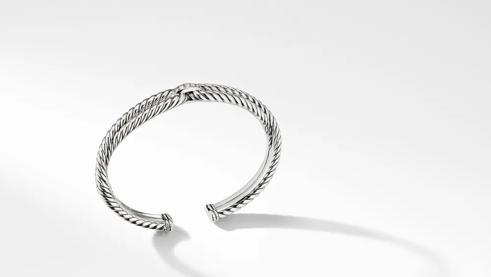 Cable Loop Bracelet Sterling Silver with Pavé Diamonds