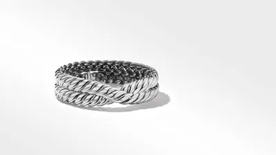 Sculpted Cable Double Wrap Bracelet Sterling Silver