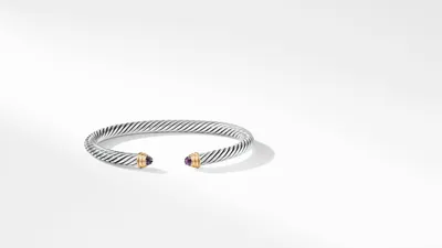 Cable Classics Bracelet Sterling Silver with Amethyst and 14K Yellow Gold