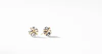 Crossover Stud Earrings in Sterling Silver with 18K Yellow Gold