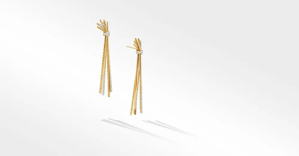 Angelika™ Drop Earrings in 18K Yellow Gold with Pavé Diamonds