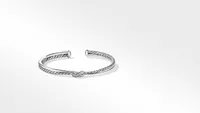 Petite X Center Station Bracelet Sterling Silver with Pavé Diamonds