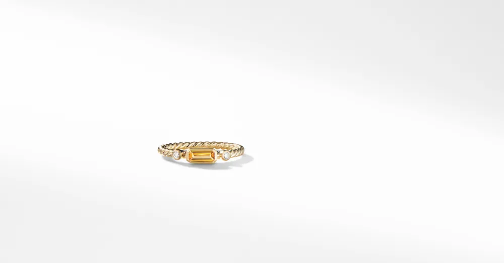 Cable Collectibles® Stack Ring 18K Yellow Gold with Citrine and Diamonds