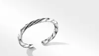 Cable Edge™ Cuff Bracelet Recycled Sterling Silver with Pavé Black Diamonds