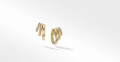 DY Mercer™ Hoop Earrings in 18K Yellow Gold with Pavé Diamonds