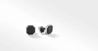 Forged Carbon Cufflinks in Sterling Silver