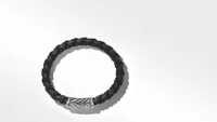 Chevron Black Rubber Bracelet with Sterling Silver