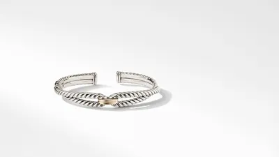Cable Loop Bracelet Sterling Silver with 18K Yellow Gold