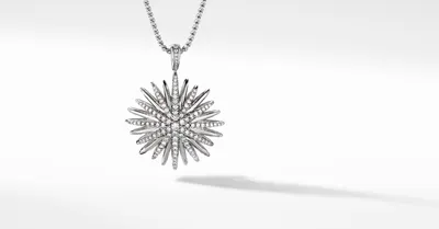 Starburst Pendant in Sterling Silver with Pavé Diamonds
