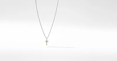 X Cross Necklace in Sterling Silver with 14K Yellow Gold