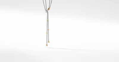Petite Helena Y Necklace in Sterling Silver with 18K Yellow Gold and Pavé Diamonds