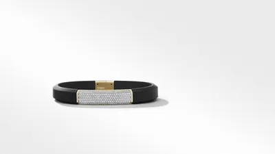 Streamline® ID Black Rubber Bracelet with Pavé Diamonds and 18K Yellow Gold
