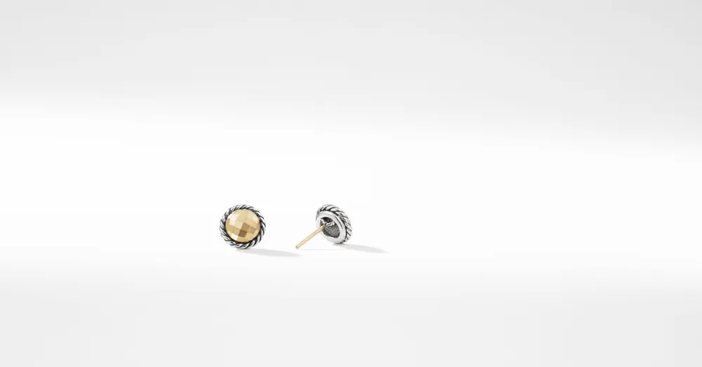 Petite Chatelaine® Stud Earrings in Sterling Silver with 18K Yellow Gold Domes