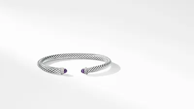 Cable Classics Bracelet Sterling Silver with Amethyst and Pavé Diamonds