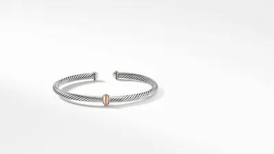 Cable Classics Center Station Bracelet Sterling Silver with 18K Rose Gold