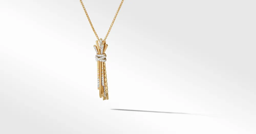 Angelika™ Flair Pendant Necklace in 18K Yellow Gold with Pavé Diamonds