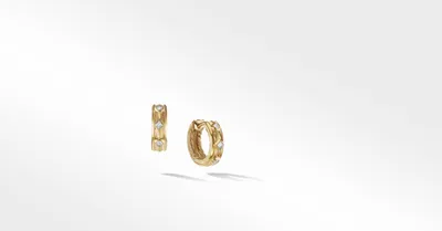 Modern Renaissance Huggie Hoop Earrings in 18K Yellow Gold with Diamonds