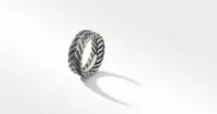 Chevron Band Ring Sterling Silver with Pavé Black Diamonds