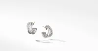 Crossover Shrimp Earrings in Sterling Silver with Pavé Diamonds