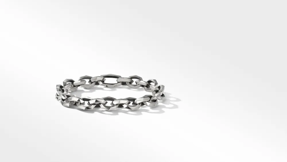 Torqued Faceted Chain Link Bracelet Sterling Silver