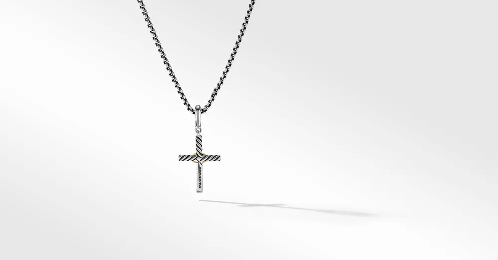 Petite X Cross Pendant in Sterling Silver with 18K Yellow Gold