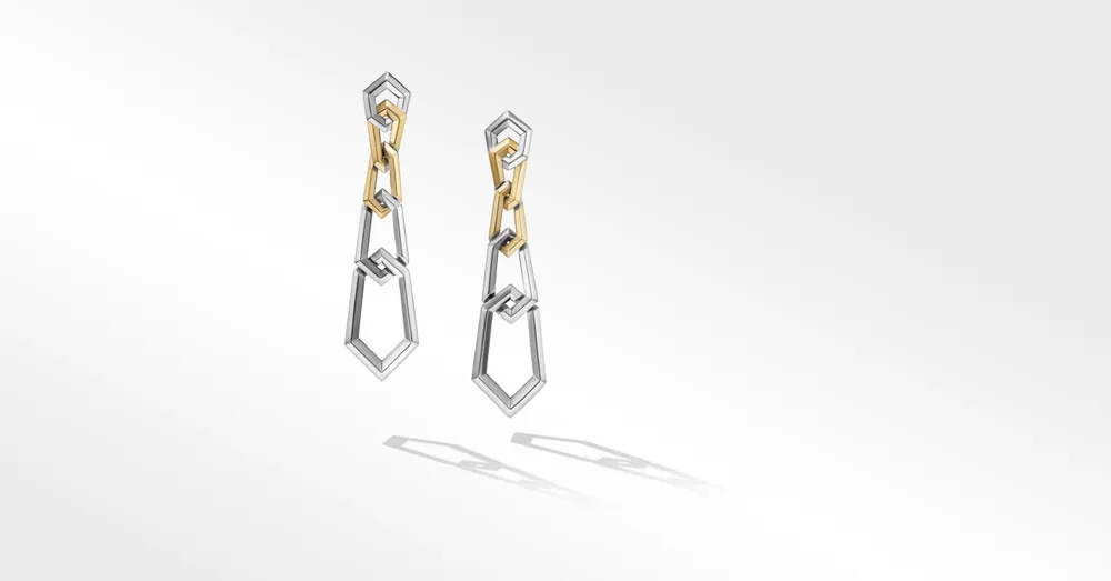 Carlyle Linked Drop Earrings in Sterling Silver with 18K Yellow Gold