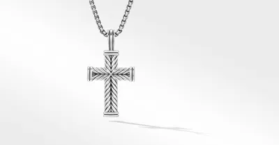 Chevron Cross Pendant in Sterling Silver