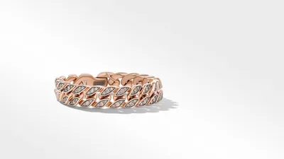 Curb Chain Bracelet 18K Rose Gold with Pavé Cognac Diamonds