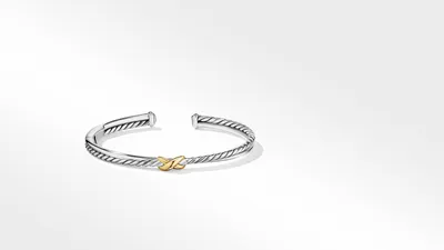 Petite X Center Station Bracelet Sterling Silver with 18K Yellow Gold