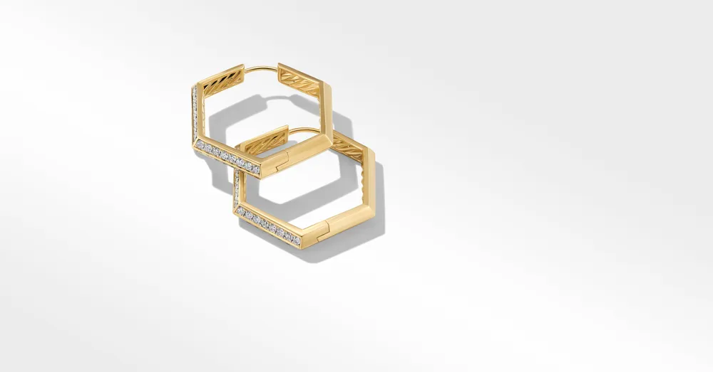 Carlyle Hoop Earrings in 18K Yellow Gold with Pavé Diamonds