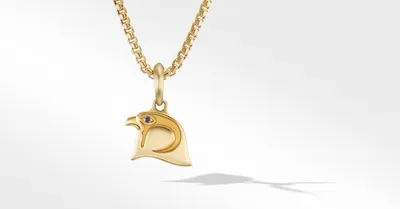 Cairo Falcon Amulet in 18K Yellow Gold with Sapphire