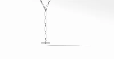 Lexington Y Chain Necklace in Sterling Silver with Pavé Diamonds