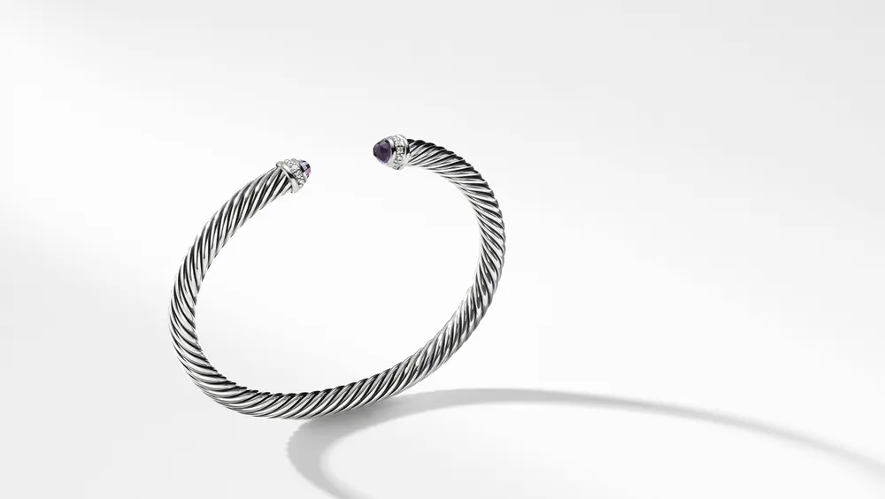 Cable Classics Bracelet Sterling Silver with Amethyst and Pavé Diamonds