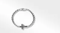 Pavé Cross Bracelet Sterling Silver with Black Diamonds