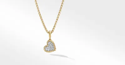DY Elements® Heart Pendant in 18K Yellow Gold with Pavé Diamonds