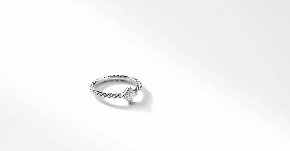 Cable Collectibles® Quatrefoil Stack Ring Sterling Silver with Pavé Diamonds