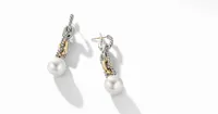 DY Madison® Pearl Chain Drop Earrings in Sterling Silver with 18K Yellow Gold