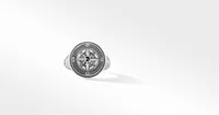 Maritime® Compass Signet Ring Sterling Silver with Center Black Diamond