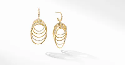 DY Origami Drop Earrings in 18K Yellow Gold with Pavé Diamonds