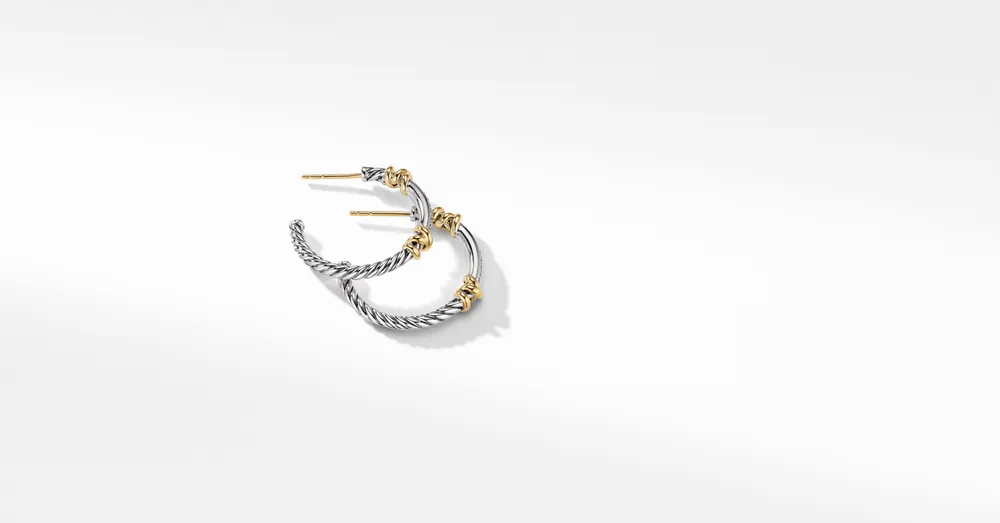 Petite Helena Wrap Hoop Earrings in Sterling Silver with 18K Yellow Gold and Pavé Diamonds