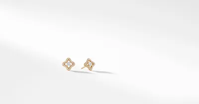 Venetian Quatrefoil® Stud Earrings in 18K Gold with Diamonds